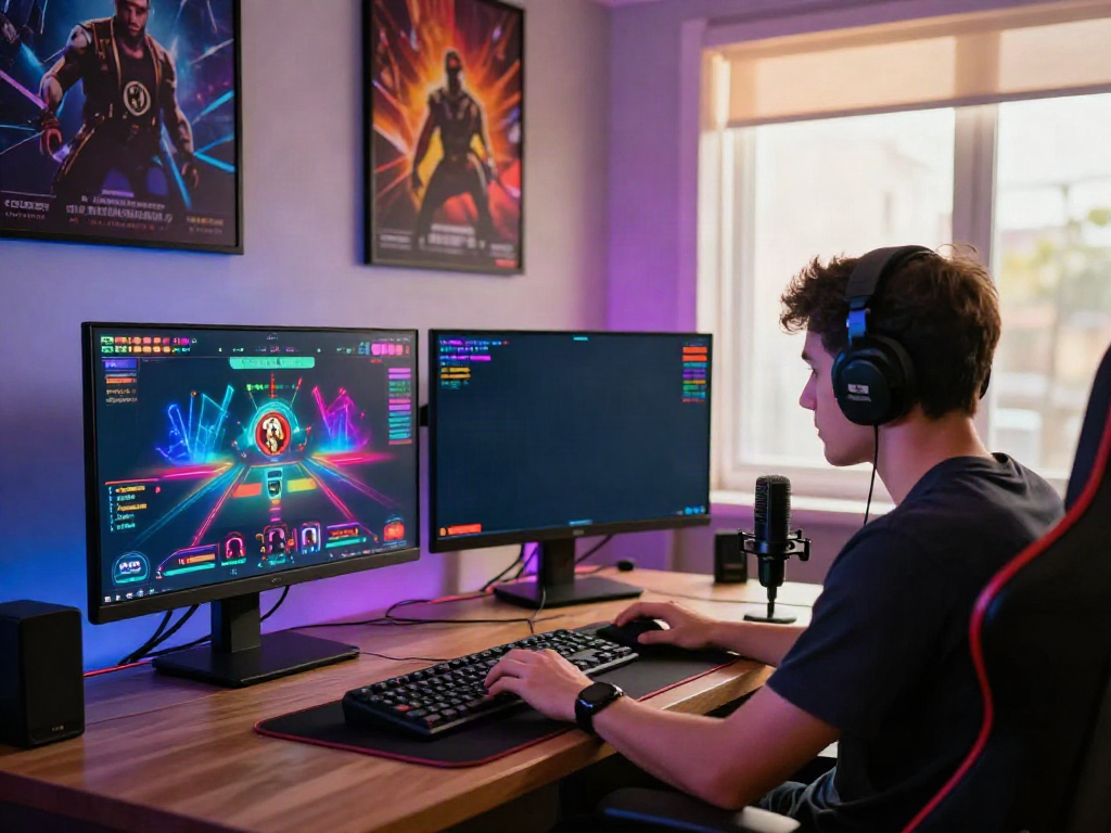 Player engaging with live casino on https://du88az.net/ with colorful graphics and gaming setup.