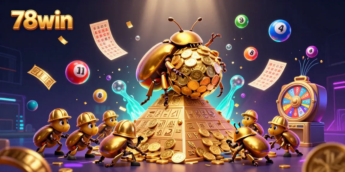 Experience thrilling excitement at 78win with golden coins and vibrant lottery elements.