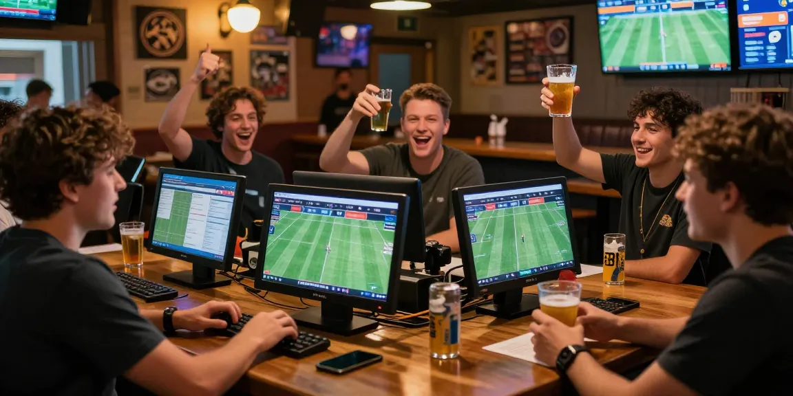 Community engaging in Bitcoin Sports Betting Canada at a lively sports bar.